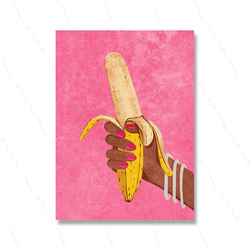 Ретро Всегда Цветы Настенная Печать Цветной Банан Горячая Яичница Иллюстрация Абстрактный Плакат Ешь Спагетти Кухня Картина На Холсте