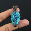 Tibetan Turquoise Pendant, 999 Copper Wire Wrapped Gemstone Jewelry, Handmade Pendant, For Thanksgiving