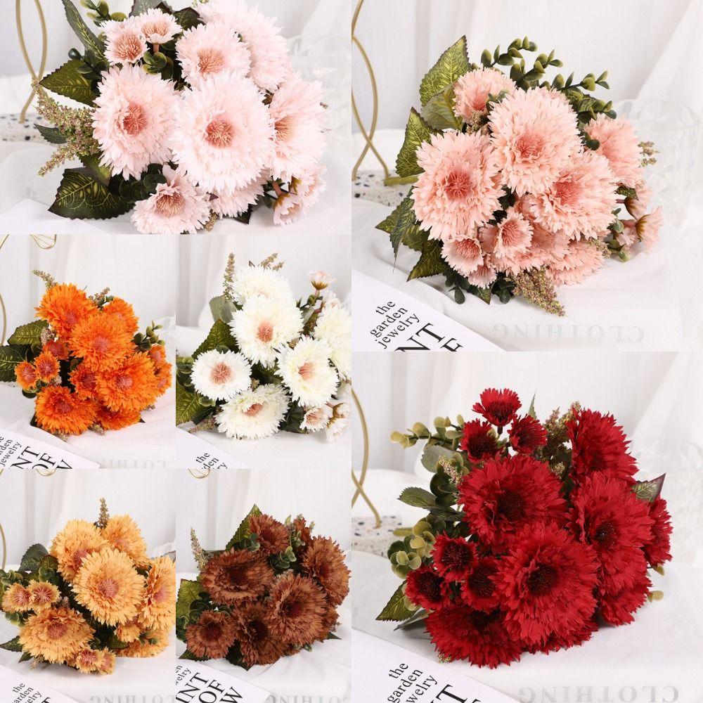 Шелковый Искусственный Букет Гербер 7 Головок Декор Растение Симуляция Реалистичный Искусственный Цветок Реквизит для Фото