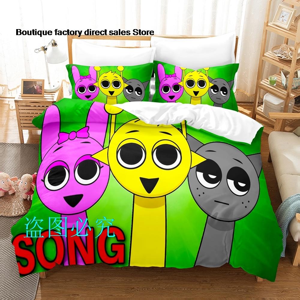 Комплект постельного белья Sprunki Односпальный Полуторный Двуспальный Евро Размер Кинг-Сайз Комплект для кровати Взрослый Детская Спальня Комплекты с пододеяльникомsprunki Аниме Parure De Lit Кровать 6