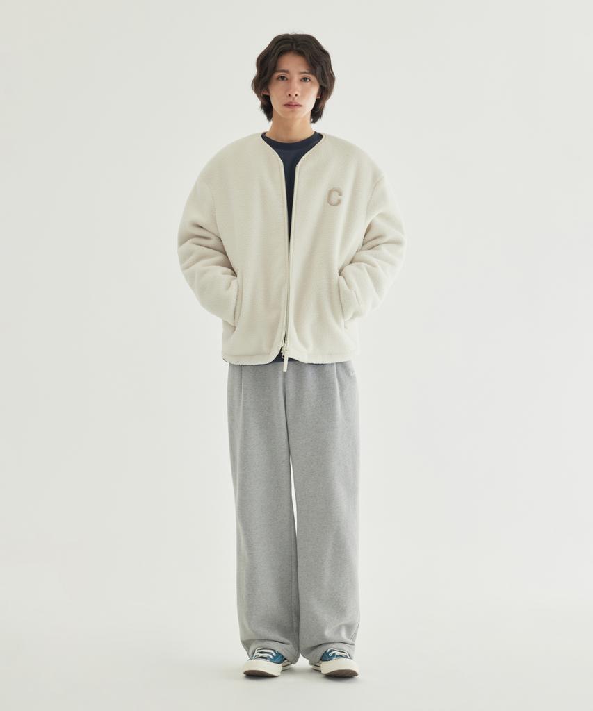 Covernat Collarless Sherpa Jacket Oatmeal