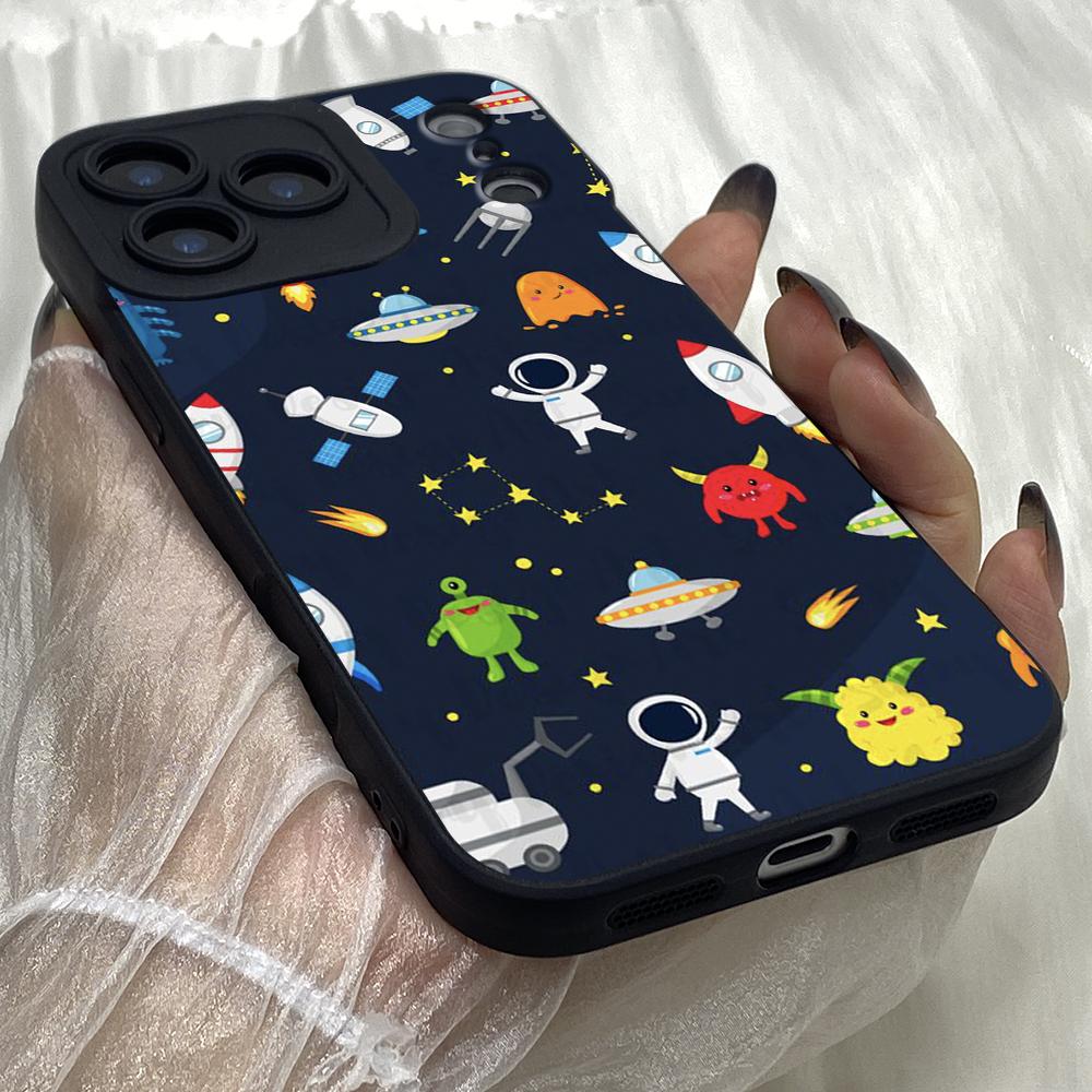 M283 Black White Moon Stars Space Astronaut Angel Eyes Soft Phone Cases for iPhone Samsung Xiaomi Rdemi Huawei Honor Infinix Realme OPPO All Model
