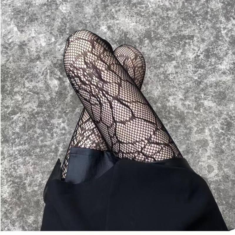 Dark Hollowed Out Fishnet Stockings Women Gothic Spider Web Fish Net Black Silk Stocking Spring and Summer Thin Pantyhose Tights