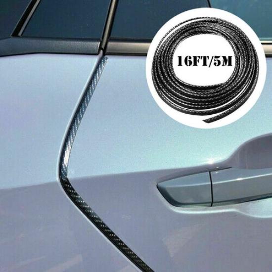 5M Universal Car Door Edge Seal Strip Exterior Cover Carbon Fiber Accessories