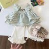 Летний модный комплект для девочек: полосатая рубашка и расклешенные брюки, комплект из двух предметов, тонкий, дышащий, стильный, уличный стиль, для малышей и младенцев