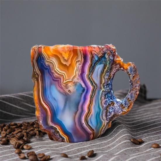 Минеральная хрустальная кружка для кофе, чашка для воды, новинка, кружки для напитков, цветная полупрозрачная кружка для чая для горячих напитков, элегантный рождественский подарок для домашнего офиса