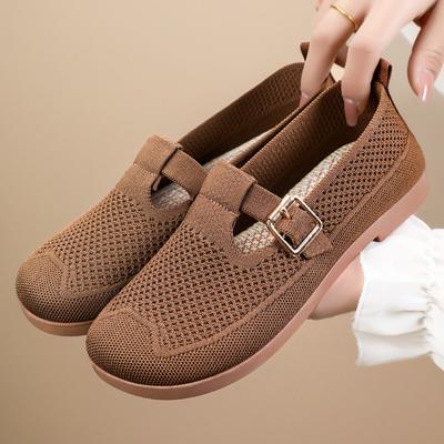 Туфли женские универсальные новые старые Пекинские тканевые туфли полые сетчатые дышащие туфли для мам с мягкой подошвой одна педаль плоские туфли
