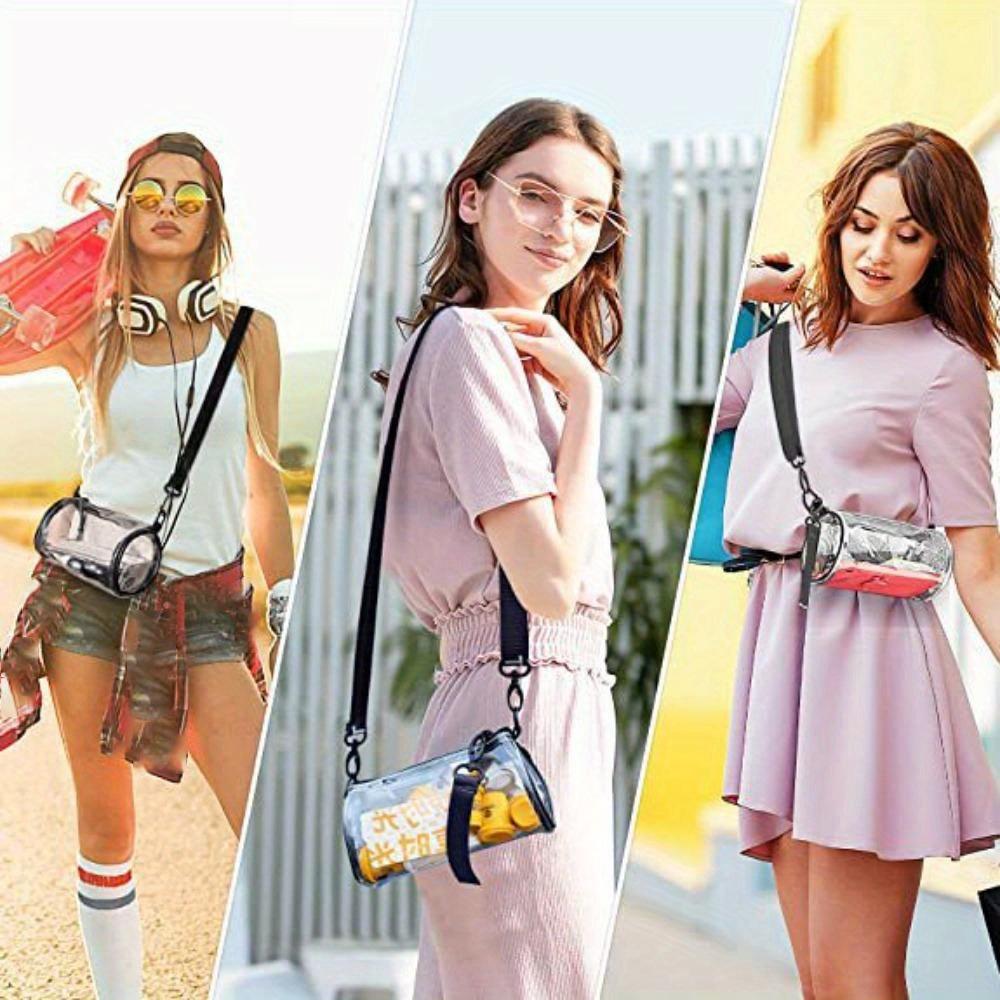 Transparent Laser Crossbody Bag for Women Cylindrical Fashion Mini Shoulder Messenger Bag PVC Jelly Small Tote Bag