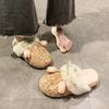 Fashion and Cute Warm Bag Head Fluffy Slippers Women Wear Autumn and Winter New Flower Bag Head Cotton Slippers Women