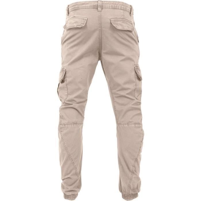 Pantalons de jogging Cargo - Urban Classics - Beige - 100% coton - Pour homme - Coupe confortable