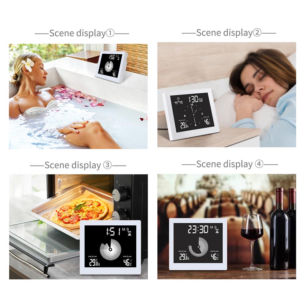 Цифровые часы с дисплеем температуры и влажности, водонепроницаемые настенные часы, комнатный термометр с ЖК-дисплеем