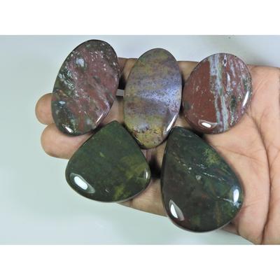 05 шт. Натуральный кроваво-красный кровавик, микс кабошонов, лот рассыпных драгоценных камней 385 карат. A-745