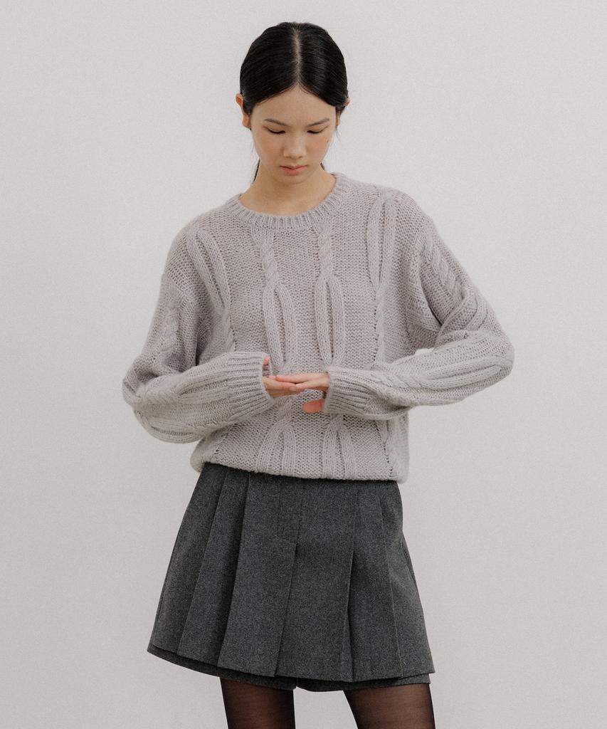 OCTETTE Loose Cable Pull-Over Knit_3Color