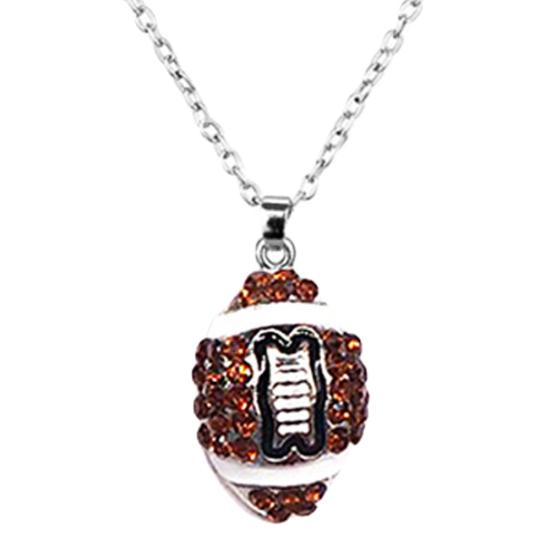 Unisex Rhinestone Basketball Rugby Soccer Pendant Chain Necklace Jewelry Gift