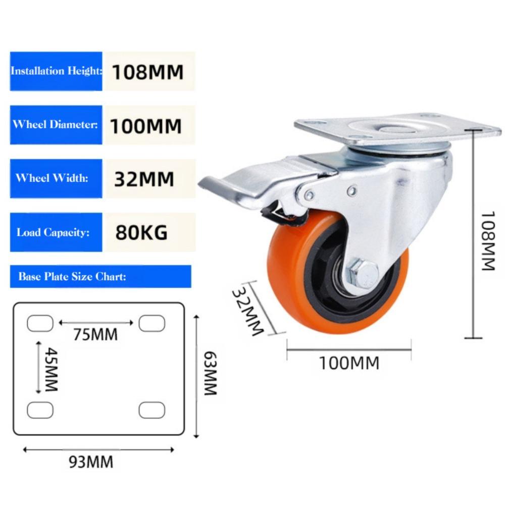 Blackheart Orange Face Furniture Castor 3" / 4" /5'' Wheel Industrial wheels  Table Shelf