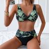 2025 Sexy Vintage Swimsuit Women Printed High Waist Bikini Set V-neck Swimwear Female Padded Bathing Suit Swimming Beachwear