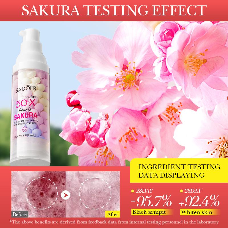 Крем для отбеливания подмышек Sakura Collagen, Осветляющий, Увлажняющий, Гладкий и Нежный Светло-бежевый, Улучшает Сухость и Темно-желтый цвет подмышек Светло-бежевый