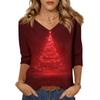 Women's Tops Three-quarter Sleeve Shirt V-neck Loose Casual Shirt Print T-shirt