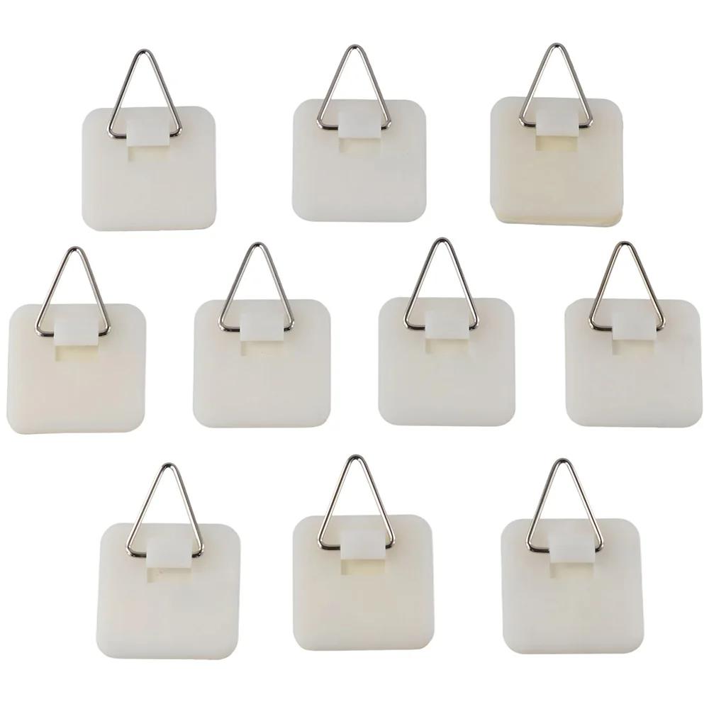 10Pcs Invisible Adhesive Plate Hangers Vertical Plate Holder Plastic Picture Hanger Without Nails Sticky Photo Frame Hangers
