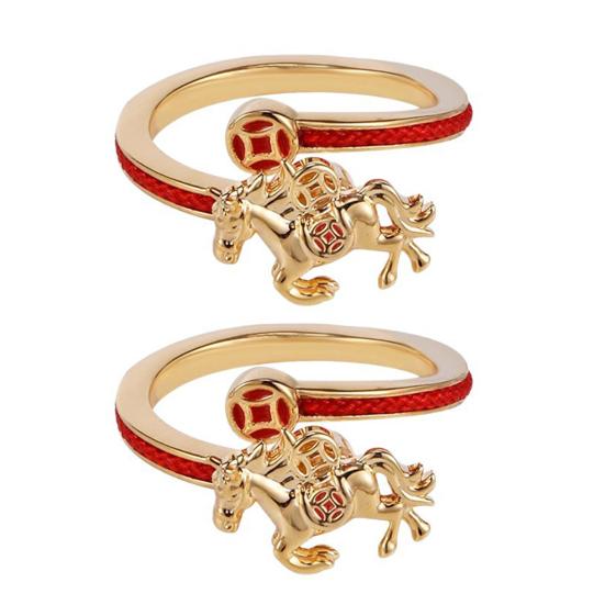 1/2 шт. Женское кольцо на палец, вращающееся кольцо с дизайном лошади и денег, 2026 год Лошади, открытое регулируемое кольцо, ювелирные аксессуары