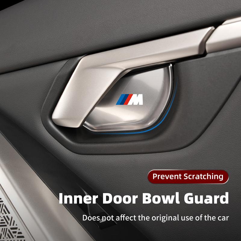 BAGE7 2026 Car Sticker 4Pcs Stainless Steel Car Styling Inner Door Handle Bowl Cover Trim Stickers For BMW 5 Series G60 2024 Auto Door