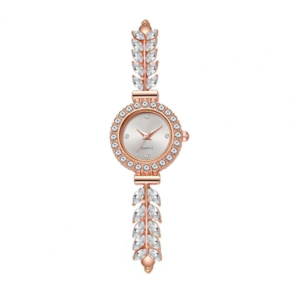 Slim Strap Women Quartz Watch Leaf Design Rhinestone Watch Trendy Ladies Quartz Watch  Casual Wear