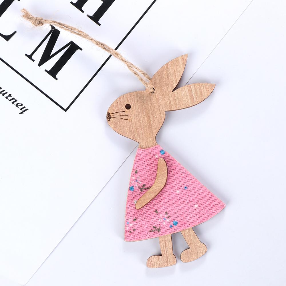 3PCS Natural Party Supplies Home Decorations Easter Rabbit Cute Bunny Wood Crafts Easter Ornaments