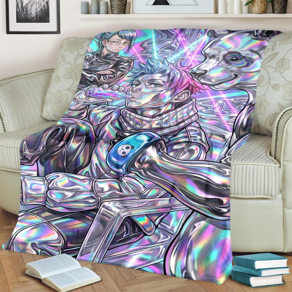 Warm Cozy Jujutsu Kaisen Print Blanket Flannel for Bedrooms, Sofas, Beds, Chairs, Picnics, Travel