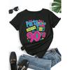 Women Plus Size Vintage 90s T-Shirt Party Like It's The 90s Slogan Retro Graphic Crew Neck Short Sleeve Themed Event Casual All-Season