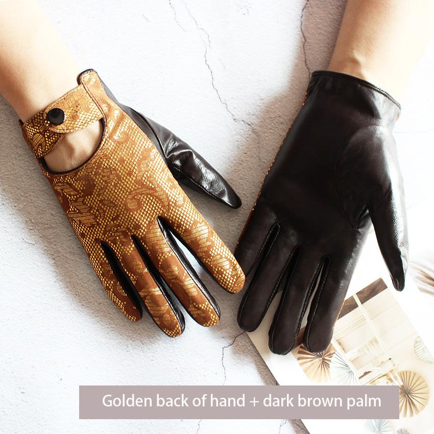 Летние водительские перчатки из натуральной кожи, женские, из овчины, тонкие, для езды на мотоцикле, на все пальцы, модные, ажурные, без подкладки