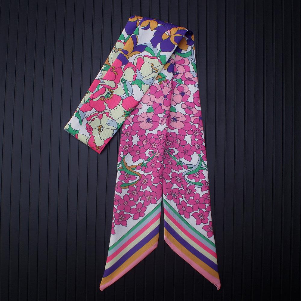 Корейский стиль Летний длинный полосатый шарф для женщин, бандана для волос, шейный галстук, универсальная печатная лента, бант, украшение, художественный аксессуар