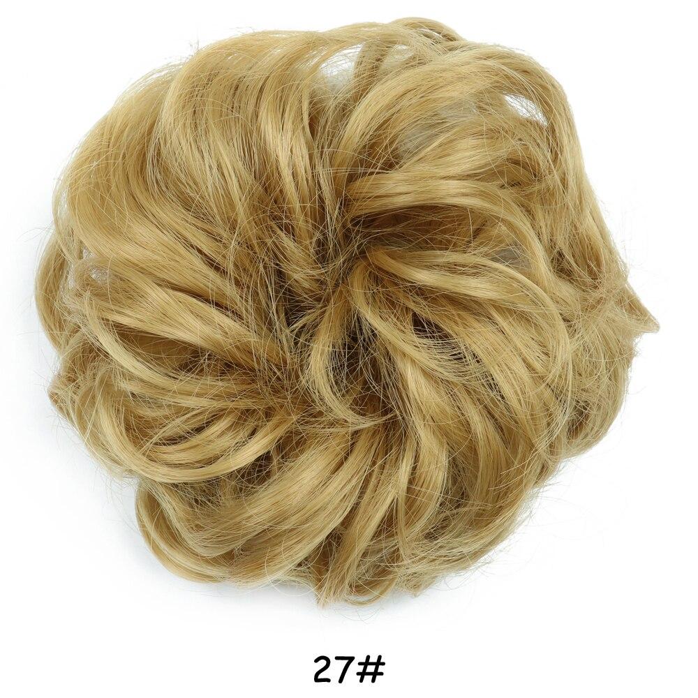MISS WIG Women Messy Chignon Donut Hair Bun Fake Hair Elastic Chignon Synthetic Fiber Hairpiece Gray Black Brown Color