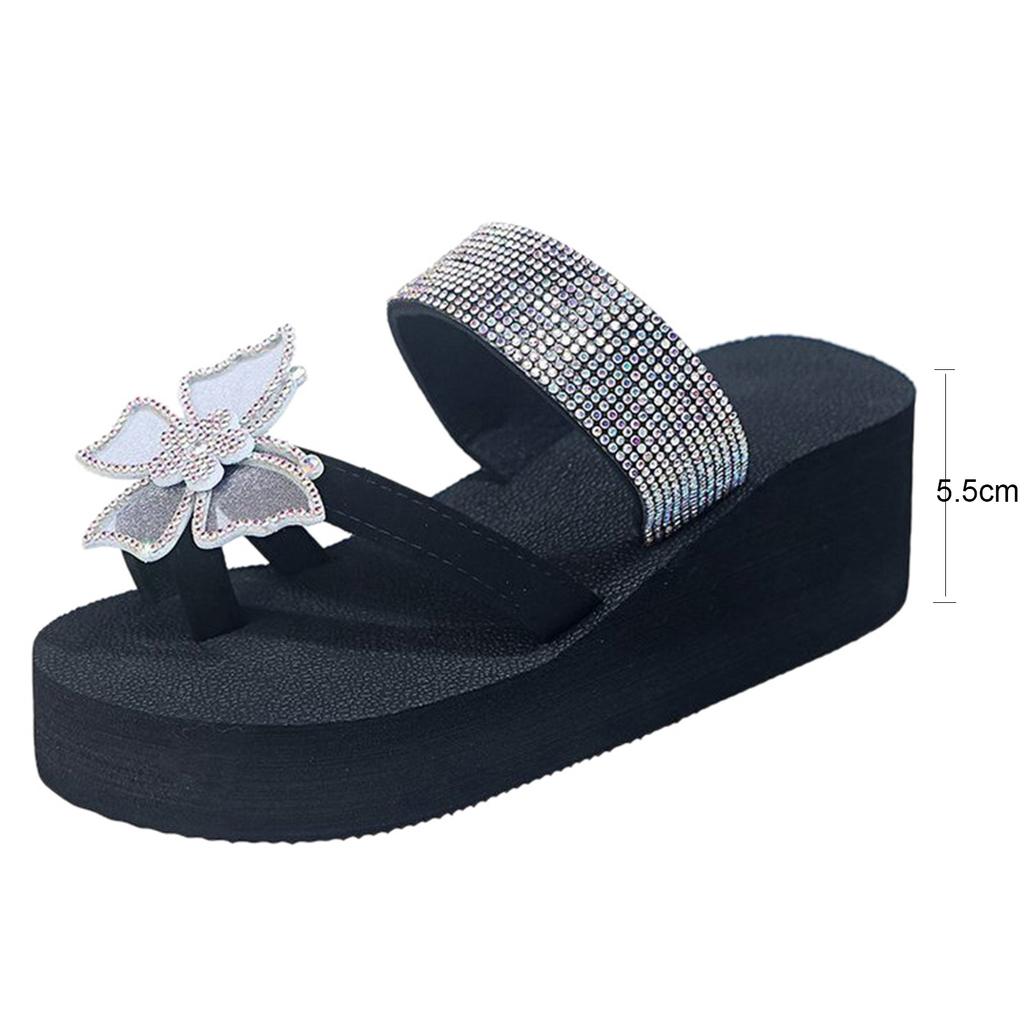 Women's Pearl-Embellished Bohemian Style Casual Sandals, Beach Wedge Slippers for Girls