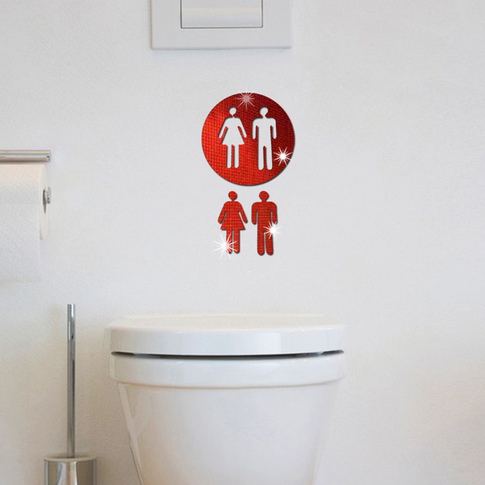 Entrance Bathroom Door Washroom Sign Poster Toilet Wall Stickers Woman & Man Mirror Surface Decal
