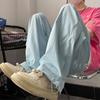 Мужская одежда Y2K, зеленые летние спортивные штаны большого размера, широкие брюки-карго из ледяного шелка, быстросохнущие спортивные штаны, спортивные штаны, брюки женские, корейские, 2023