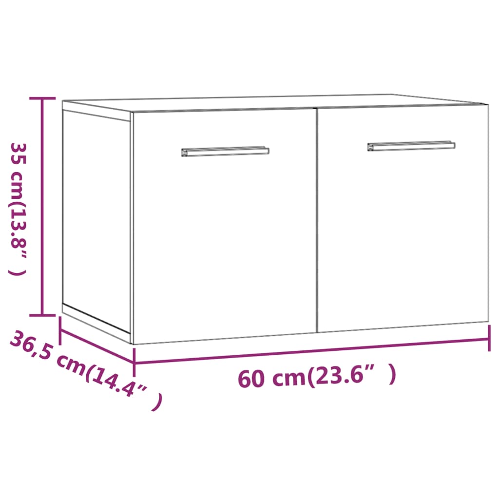 Wall Mounted Cabinet White 60 x 36.5 x 35 cm Engineered Wood