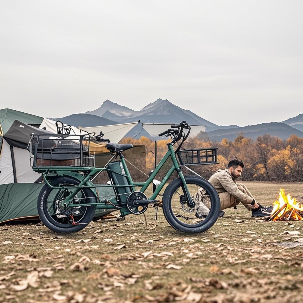 Электровелосипед Lamiter K750 20" Мотор 750 Вт Электрический грузовой велосипед для взрослых 48 В 20 Ач Дисплей LCD Shimano 7 скоростей Зеленый