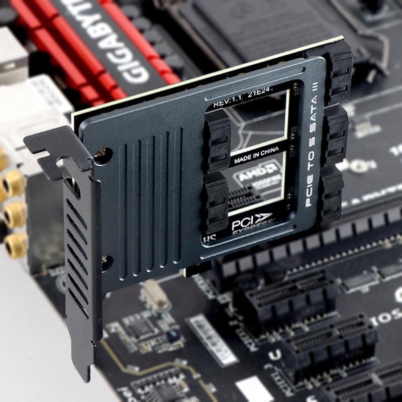 PCI-E 4X to  3.0 pansion Card 5 Full Speed Ports 6Gbps Transfer pansion Hard Drive for Win7 / 8/10 / Linux
