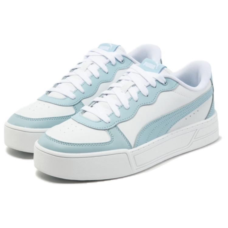Puma Skye Leather Casual Comfortable Low-Top Sneakers Women Sneakers White Blue 374764-21