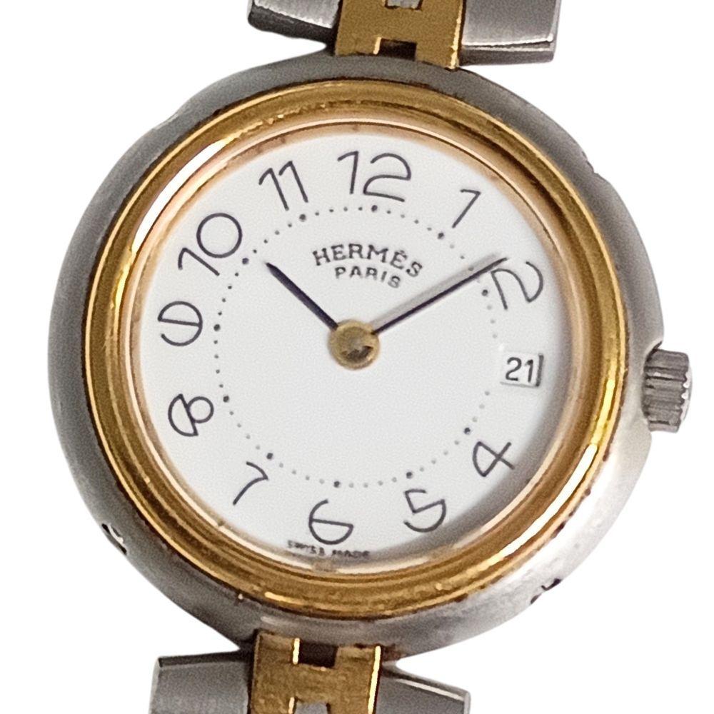 Used HERMES Hermes Profile Date Combi Quartz Ladies Watch Genuine / C1339