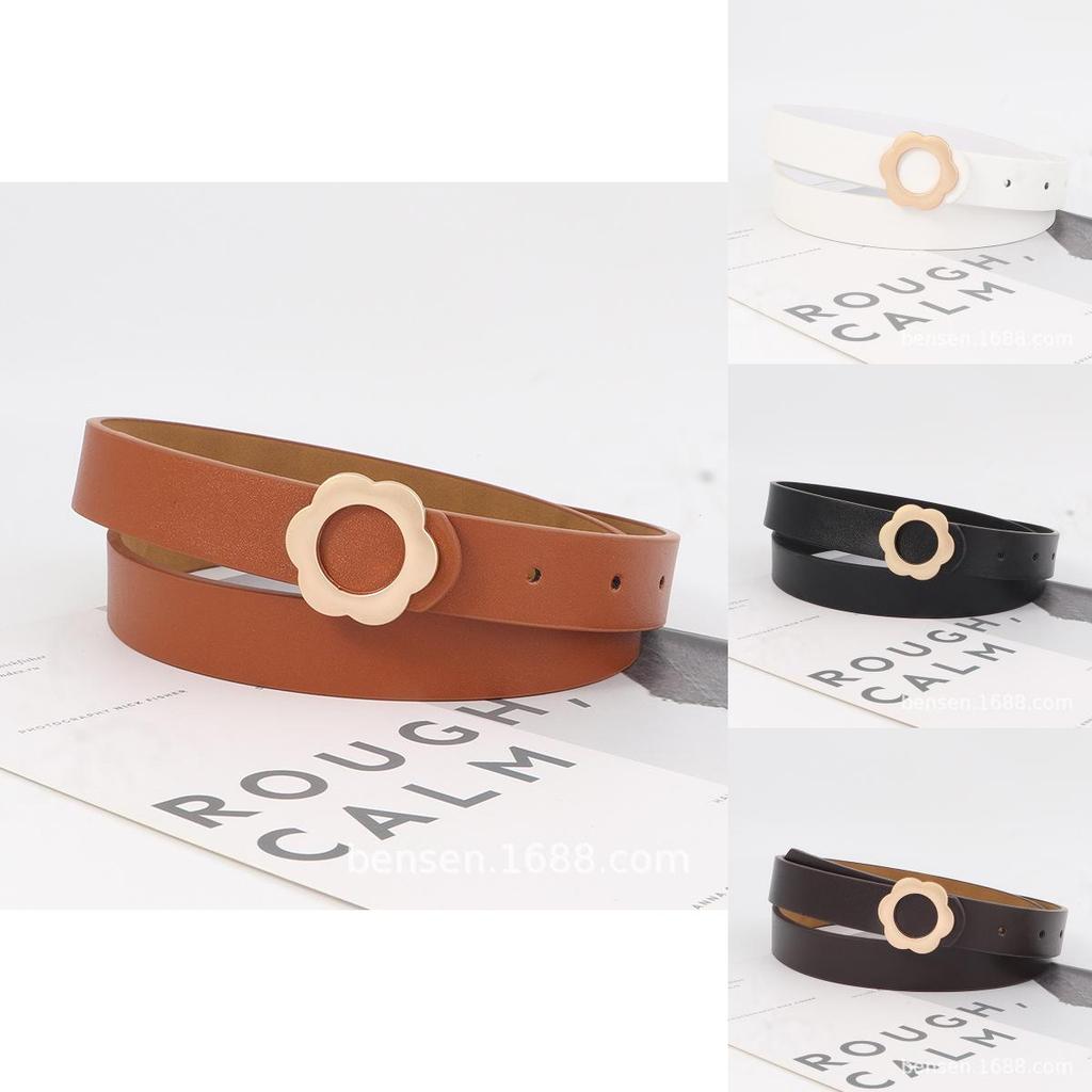 Womens Stylish Pu Leather Belt With Alloy Flat Buckle Suitable For Daily Outfits