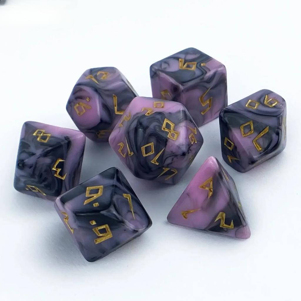 7pcs/set of COC Bicolor Acrylic Polyhedral Dice for DND Rpg Cthulhu Dice Board Game Running Group Number Dice Set