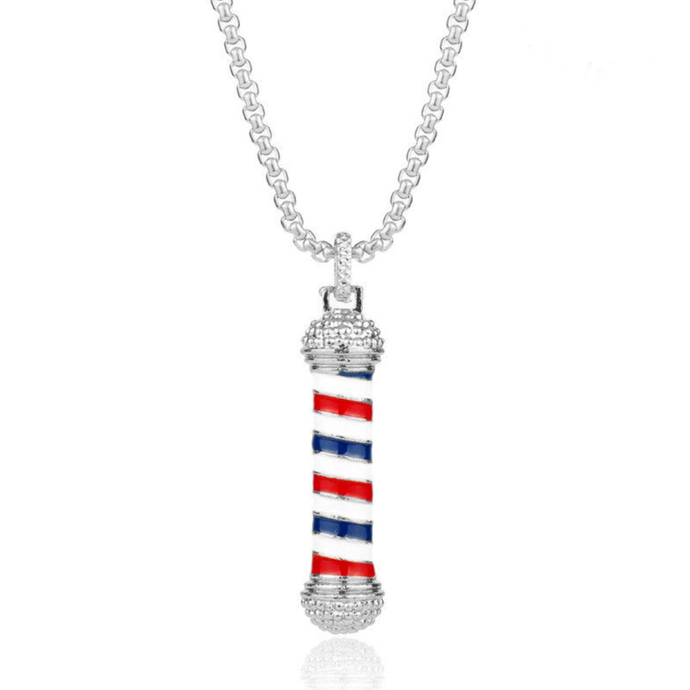 New Retro Fashion Barbers Rotating Light Barber Shop Necklace Jewelry Pendant Chain