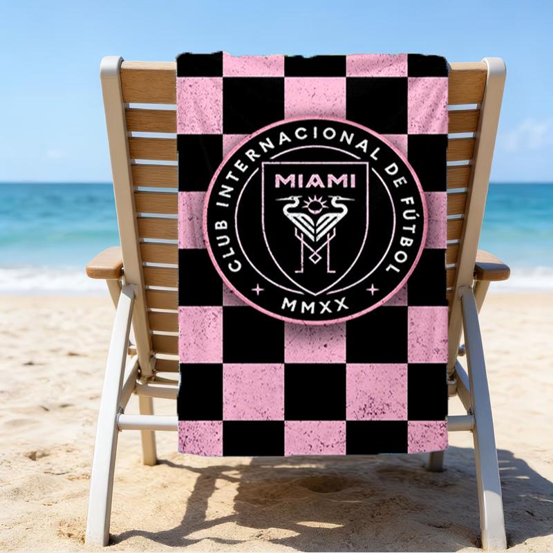 Пляжное полотенце с принтом эмблемы Inter Miami CF, Супермягкая микрофибра, Идеальный подарок на день рождения, для бассейна, пляжа, путешествий, для семьи и друзей
