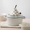 &NE NHK-048-LCBE Triangular Padded Pot Holder, Linen-Look Beige Check, 1 Piece