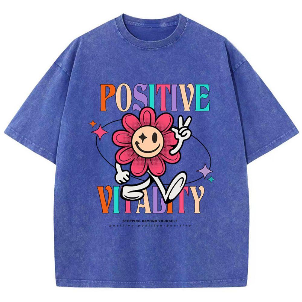 Женские хлопковые стираные футболки Positive Vitality, Born Towards The Sun с принтом, свободные топы с круглым вырезом и коротким рукавом, летняя женская одежда