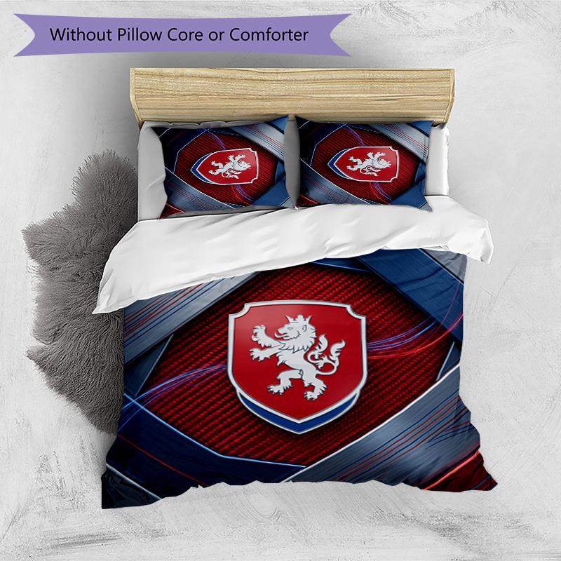 Czech Republi Football Printed Bedding 3 Piece Set Cozy Breathable Bed Cover Set as Housewarming Holiday Gift