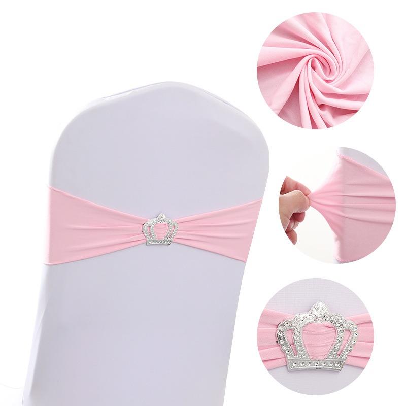 Elastic Chair Back Bow No Tie Strap with Heart Ring Wedding Banquet Decoration Stretch Butterfly Tie