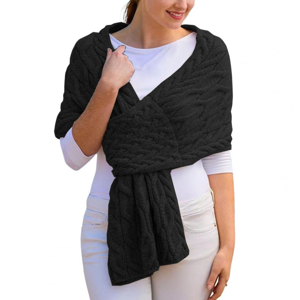 Уютный вязаный шарф, зимний теплый женский шарф, шаль, коллекция, однотонный утолщенный вязаный шарф, длинные большие шарфы для офиса