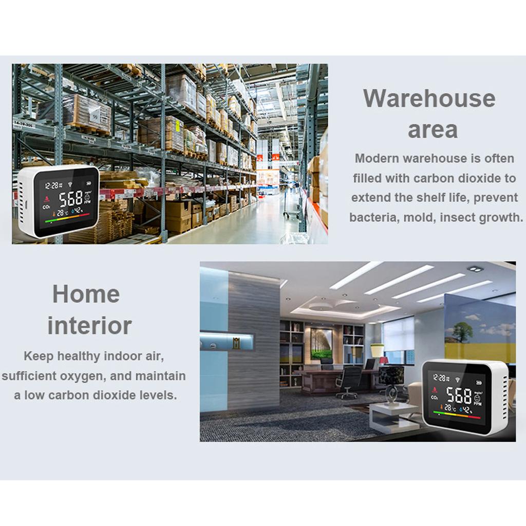 Умный детектор CO2 Wi-Fi, портативный монитор качества воздуха, измеритель сигнализации CO2, ЖК-дисплей, температура и влажность